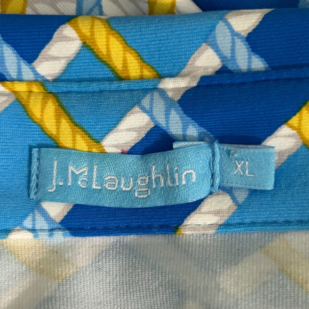 J.McLaughlin Womens XL Dress Sleeveless Blue Yellow Geometric Rope Print  NWOT‎ - Picture 5 of 8